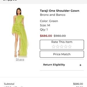 Bronx and Banco Lime One Shoulder Dress never been worn with tags